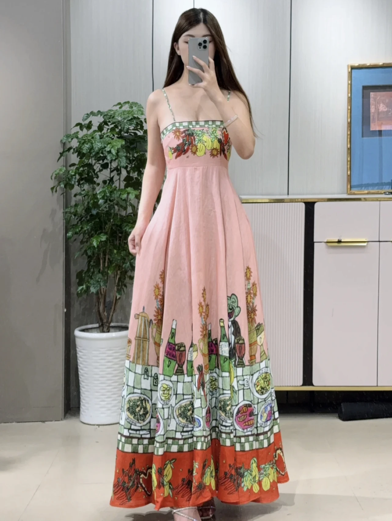 

Z Home Роскошное высококачественное летнее новое винтажное платье макси с принтом, завязками на талии и длинным рукавом, в элегантном женственном стиле