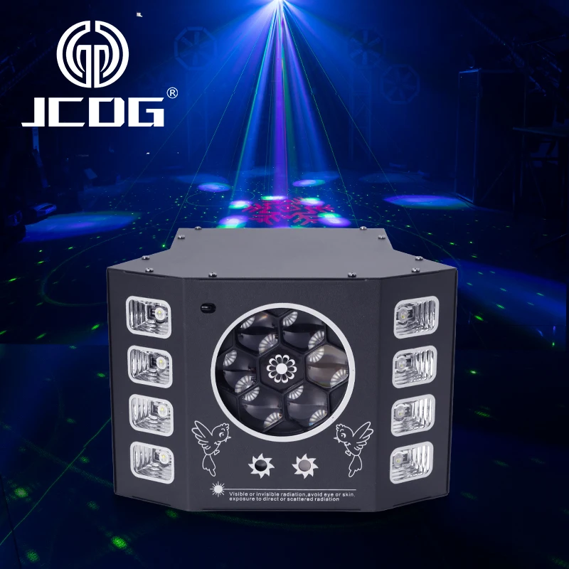 

JCDG Portable Rgbw 4in1 8 Bee Eye Strobe Light Disco Stage Lights Home DJ Party Disco Effect Christmas Laser Projector Lighting