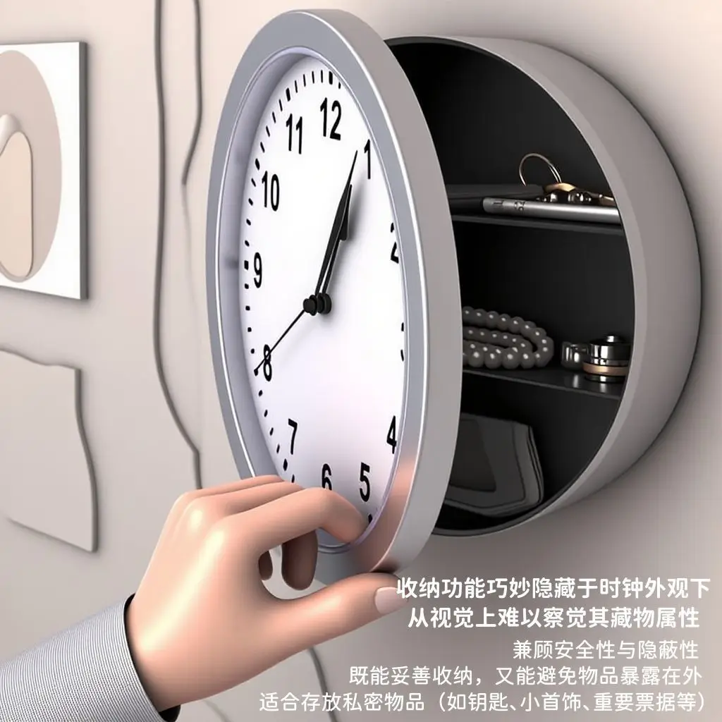Household Simple Hidden Storage Clock Silent Decoration Safe Wall Living Room Bedroom Creative