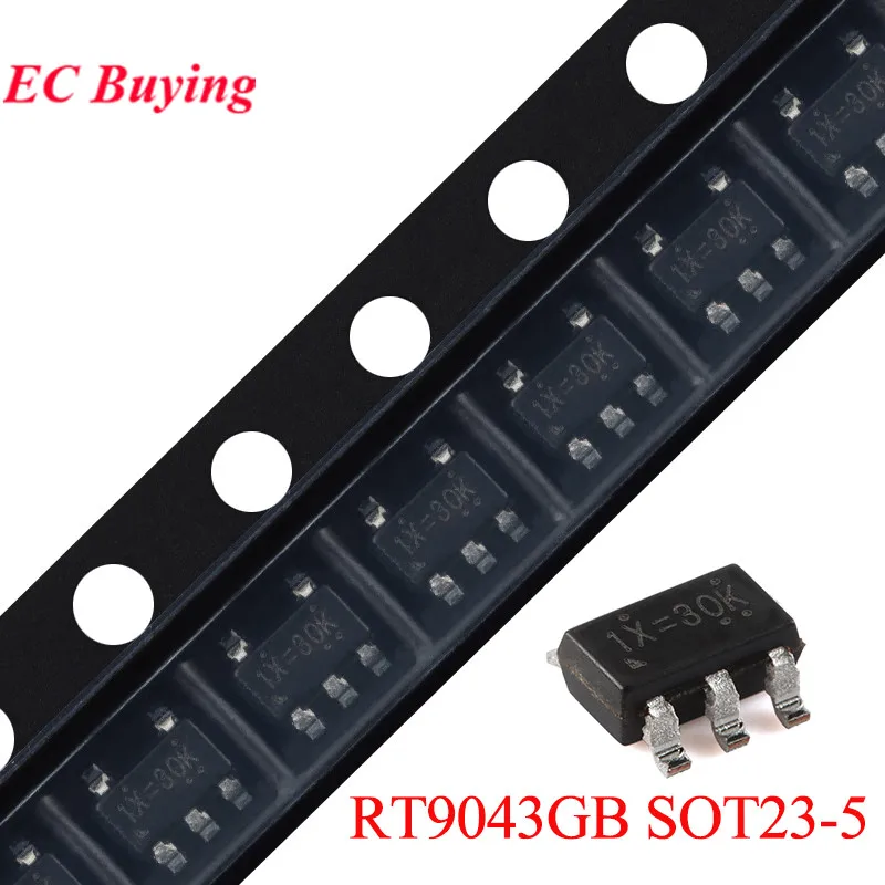 10pcs/lot RT9043 RT9043GB SOT-23-5 SOT23-5 1X=30K High PSRR Low Dropout 400mA Adjustable LDO Regulator Chip IC