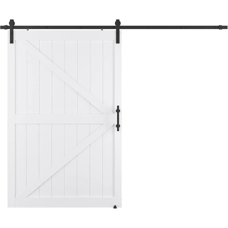 

Sliding barn door with barn door hardware kit and handles, pre-drilled for easy assembly - solid barn door panels covered