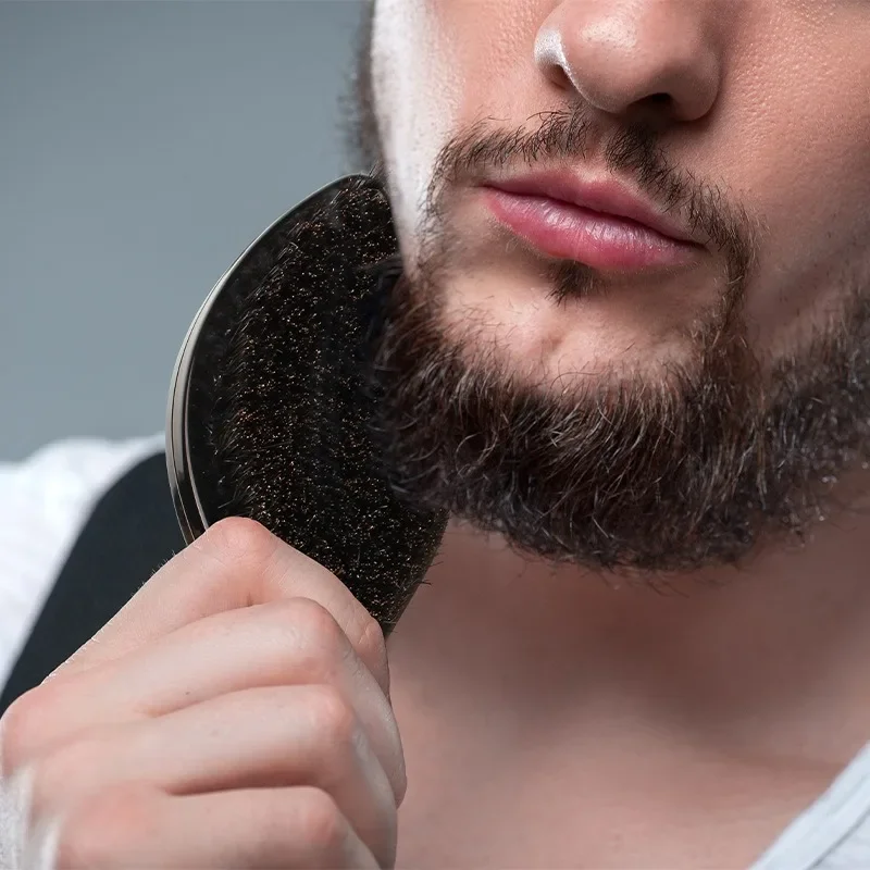 Bristle Men Wave Hairbrush Soft Boar Bristles Handle Hair Brush Hairstyling Tools for Afro Beard Brush Head Modeling