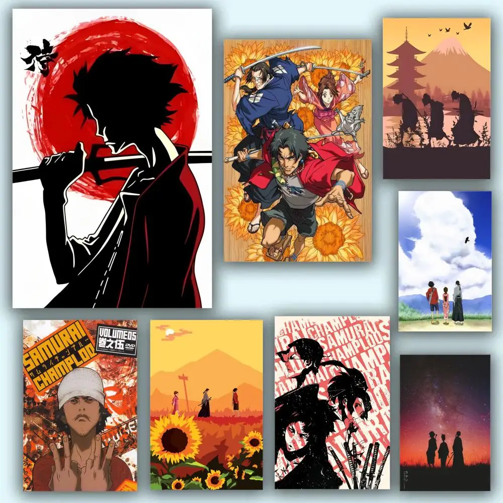 Póster de Anime Samurai Champloo, arte de pared de PVC HD estético, resistente al desgaste impermeable para el hogar, Hotel y Bar