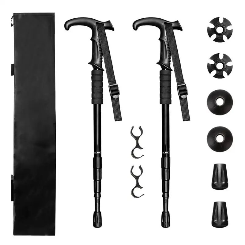 

Trekking Poles For Hiking 2 Pieces Trekking Poles Telescopic Sticks Shock-Absorbing Four-Section Equipment Ergonomic For Urban