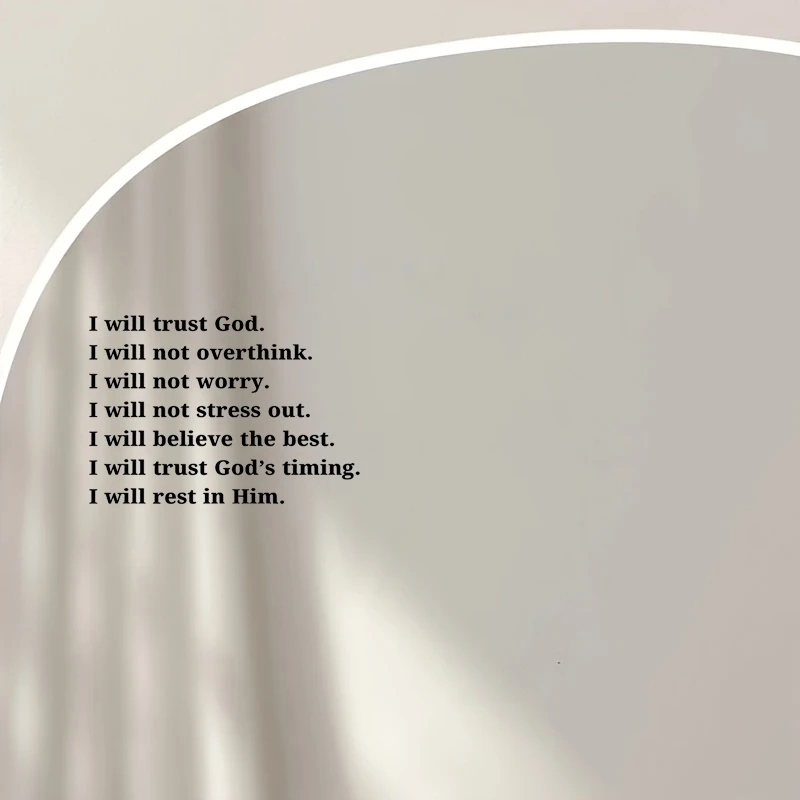 I Will Trust God. I Will Not Overthink. I Will Not Worry, Mirror Makeup Mirror Stickers, Car Sticker, Car Window Decoration
