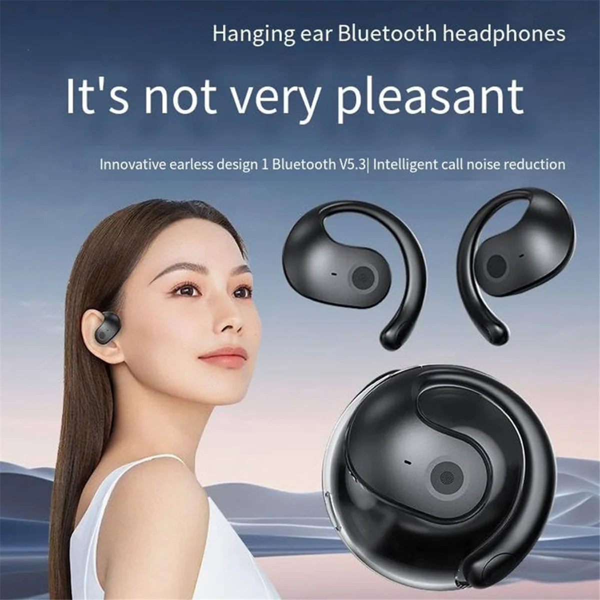 TWS 5.3 Bluetooth Headphones Hanging Ear 40mAh Power Long Lasting Continuity Multi-Function Bluetooth Headset,White