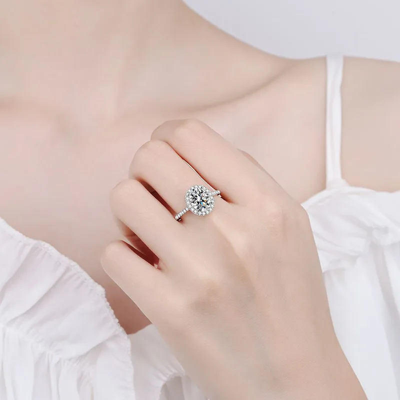 

Pigeon Egg 1CT 2CT Wedding Moissanite Ring Women PT950 Platinum - 2 sizes, plump stone, romantic wedding style