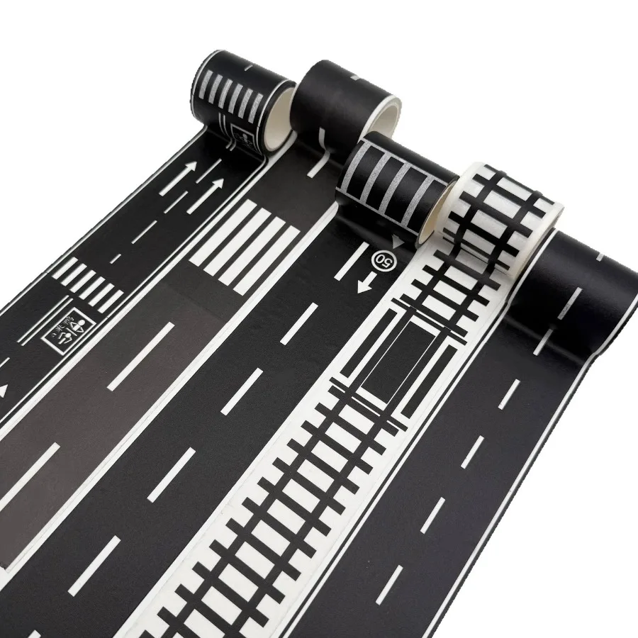 مسار السكك الحديدية على الطرق DIY لنقل الأطفال، وشريط الطريق وحزمة الشريط الورقي