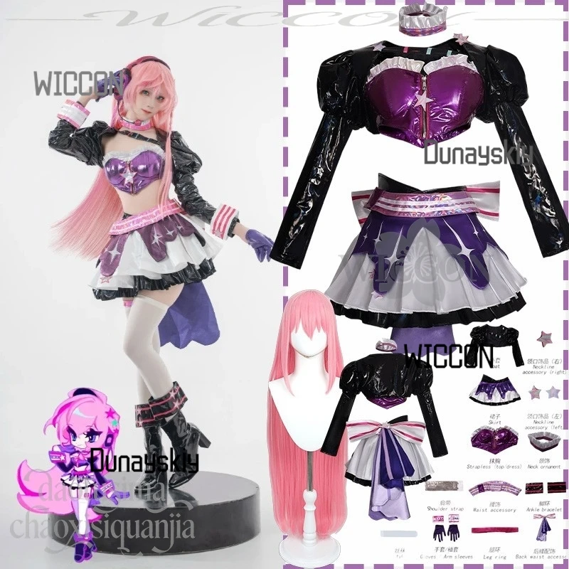 

Arrebol Cos Store Project Sekai Crossover Dashh Cosplay Luka Costume Jirai Kei Girls Fashion Idol Y2K Stage Uniform Sexy Pu Top