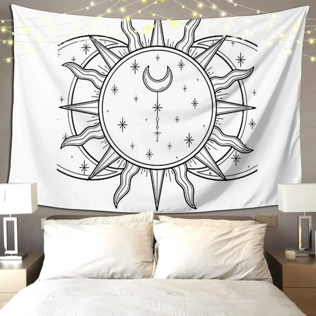 Celestial Sun And Moon And Sky Tapestry Hippie Wall Hanging Aesthetic Home Decoration Tapestries for Room Bedroom Dorm Room