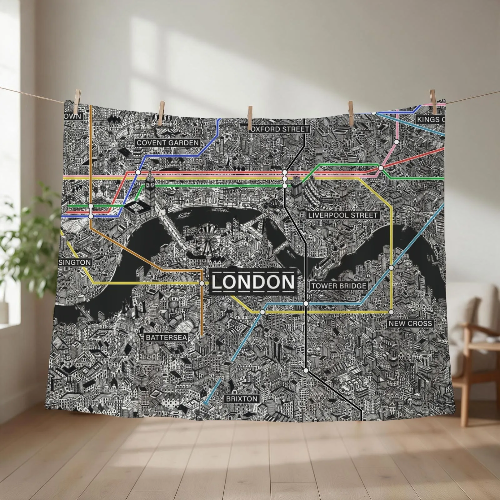 London city map Throw Blanket couch cozy soft plush fuzzy picnic outdoor blanket