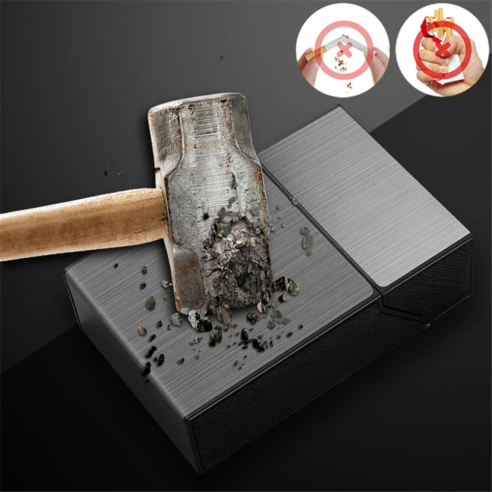 2-in-1 Cigarette Case USB Charging Lighter Metal Cigarette Box Flameless Windproof Cigar Tobacco Holder Box Smoking Accessories