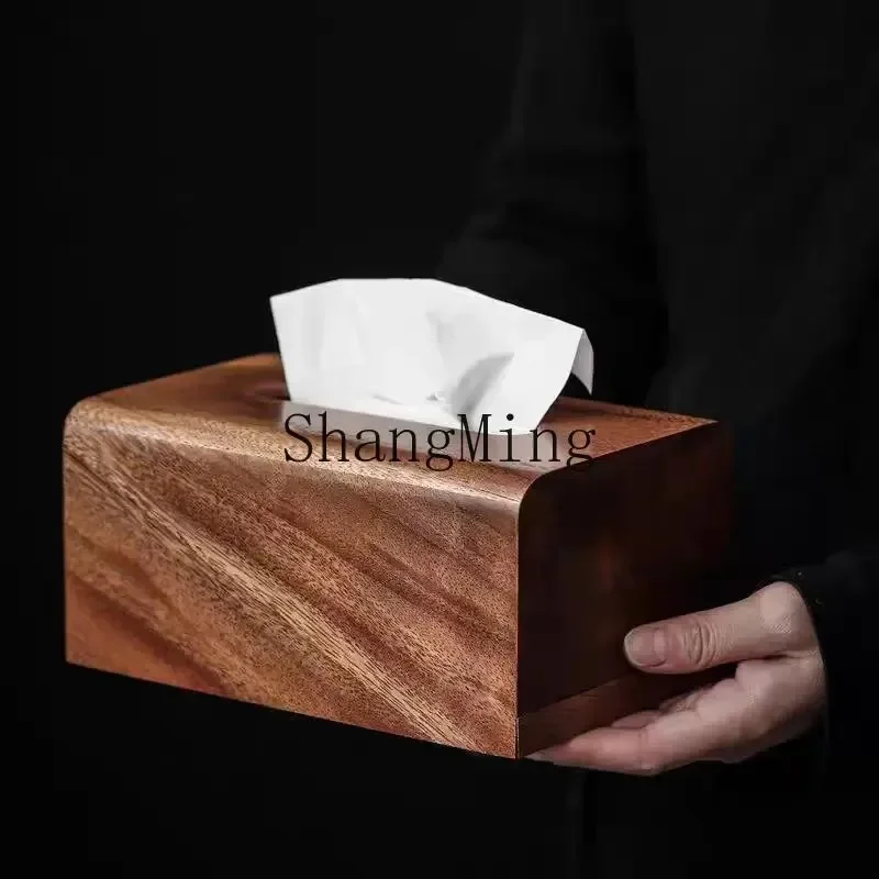

CL walnut paper box retro walnut paper towel box simple solid wood paper box household Chinese towel