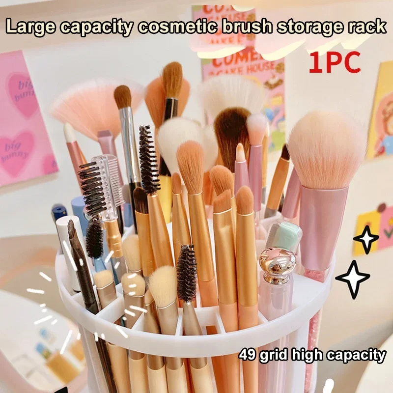 

49 Slots Makeup Brush Holder Pen Display Stand Rack Eyebrow Eyeliner Storage Desk Case Cosmetic Organizer