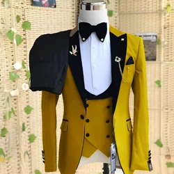 tuxedo suit Wedding Men's 3-piece Suit Set (Jacket+ Pants+Vest) Groom Men's clothing  Casual Formal Blazer elegant suits for men