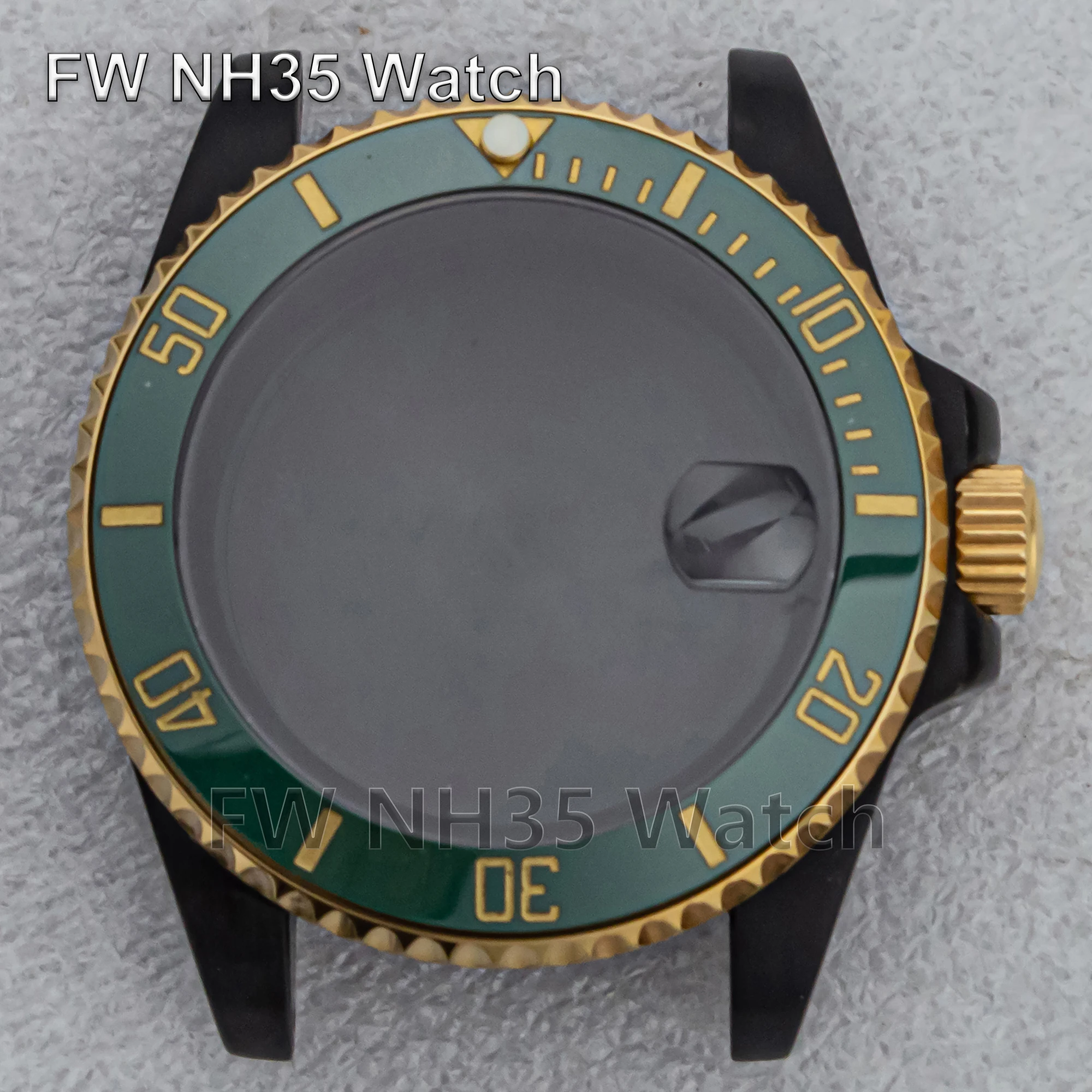 

NH35 Case Sapphire Glass 10ATM Waterproof Black Gold Two Tone Watch Case for SUB GMT Watch Replacements Fit NH35/NH36 Movement