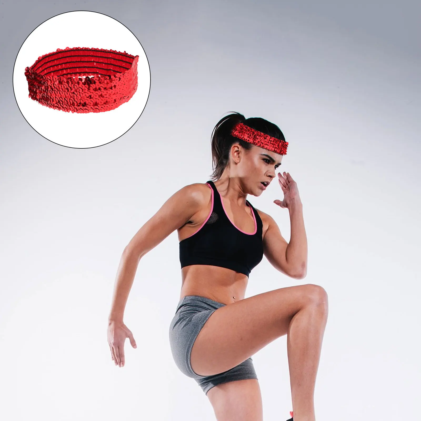 

1Pcs Sequin Headband Elastic Fashion Sports Glitter Hairband Bright Sparkly Headwear for Women Daily Wear