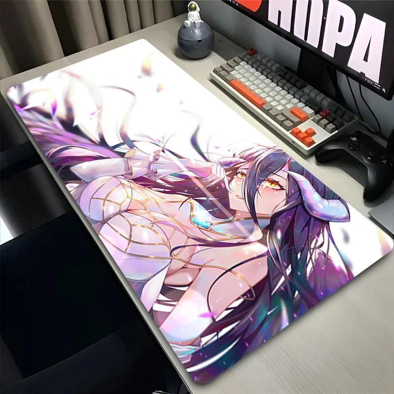 Gaming Mouse Pad Deskmat Anime Pc Accessories Mousepad Xxl Mat Overlord Albedo 900x400 Gamer Large Desktop Extended Desk Carpet