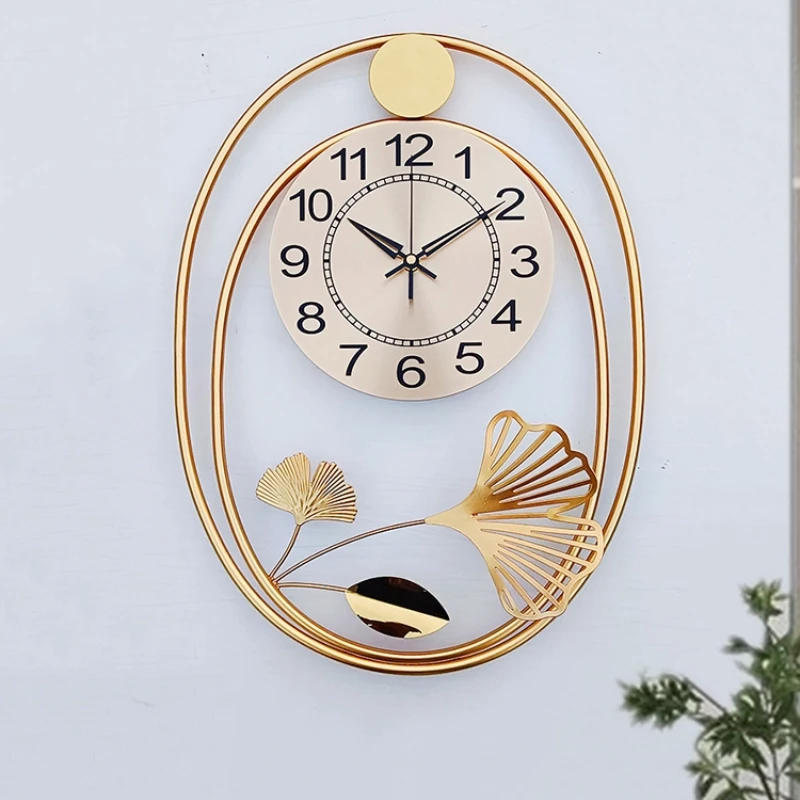 

Punch-free hanging clock light luxury modern decorative clock restaurant wall clock hanging wall living room household watch