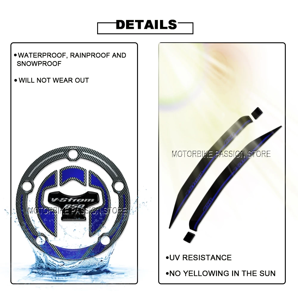 650XT 3D motorcycle tank sticker kit anti-slip protection oil decal accessories Gas for V-STROM 650 XT 650XT Vstrom 2020-2021