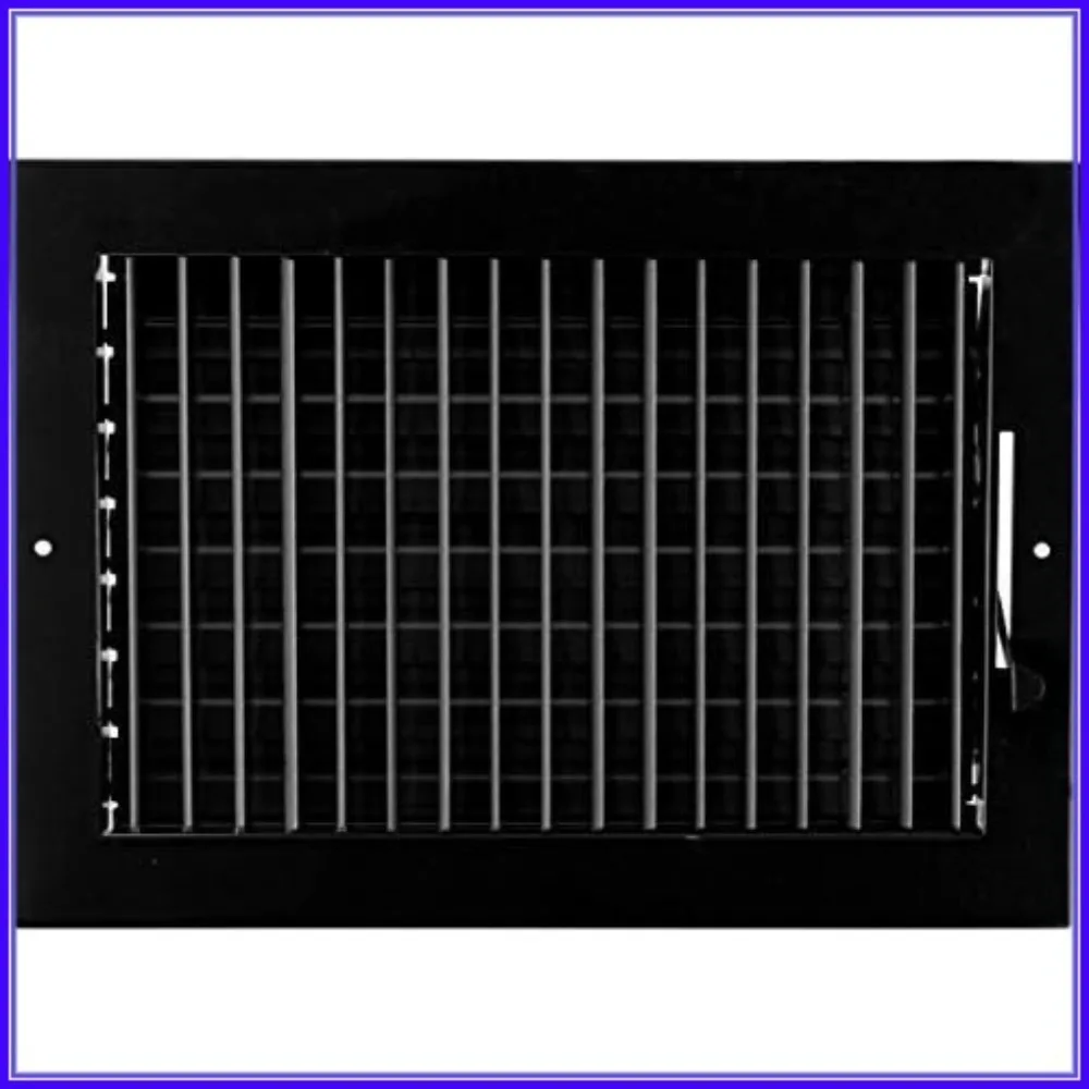 

12x8 Inch Adjustable Air Supply Diffuser - Black Steel HVAC Vent Cover for Wall or Ceiling