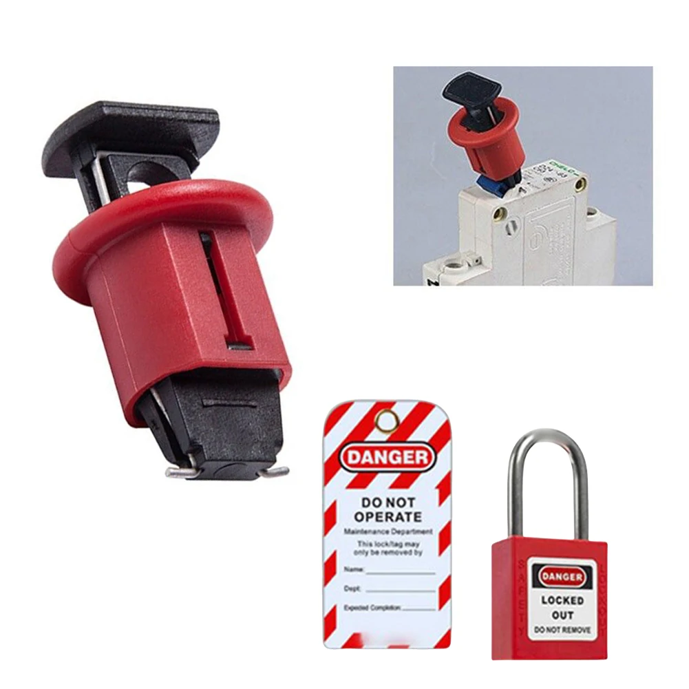 Accidental Reactivation Black And Red Circuit Breaker Lock Effective Locking Mechanism Enhanced Technician Safety