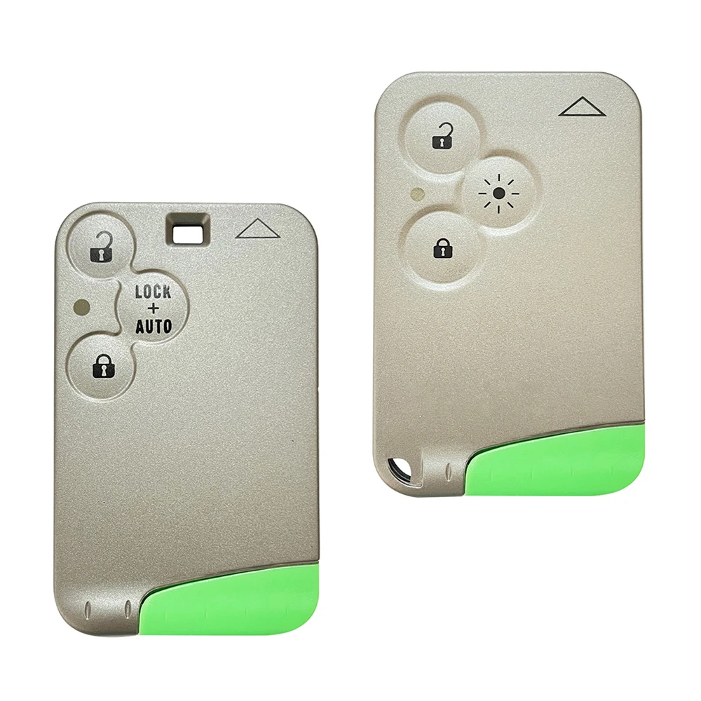 XNRKEY 3 Button/Lighting Button Remote Card Shell for Renault Laguna Card Key Shell With Green Blade