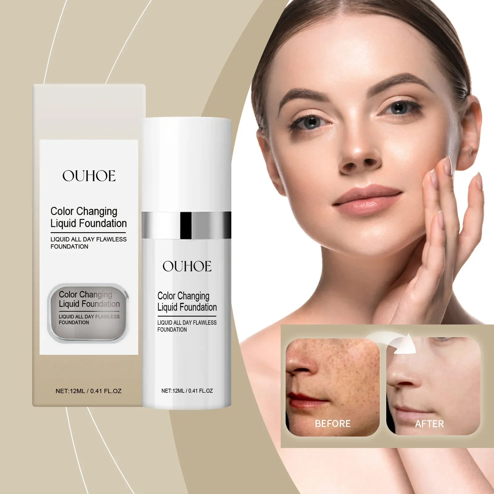 Magische kleurveranderende foundation Vloeibare zachte matte concealer Langdurige hydraterende BB Cream Natuurlijke verhelderende make-upbasis
