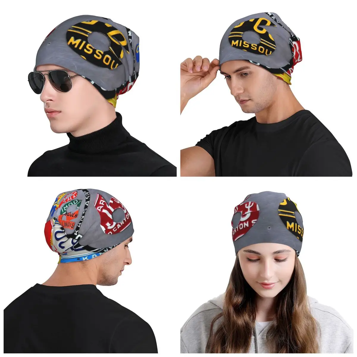 Route 66 License Plate Art Beanie Cap Unisex Winter Warm Bonnet Homme Knitted Hats American Road Skullies Beanies Hats For