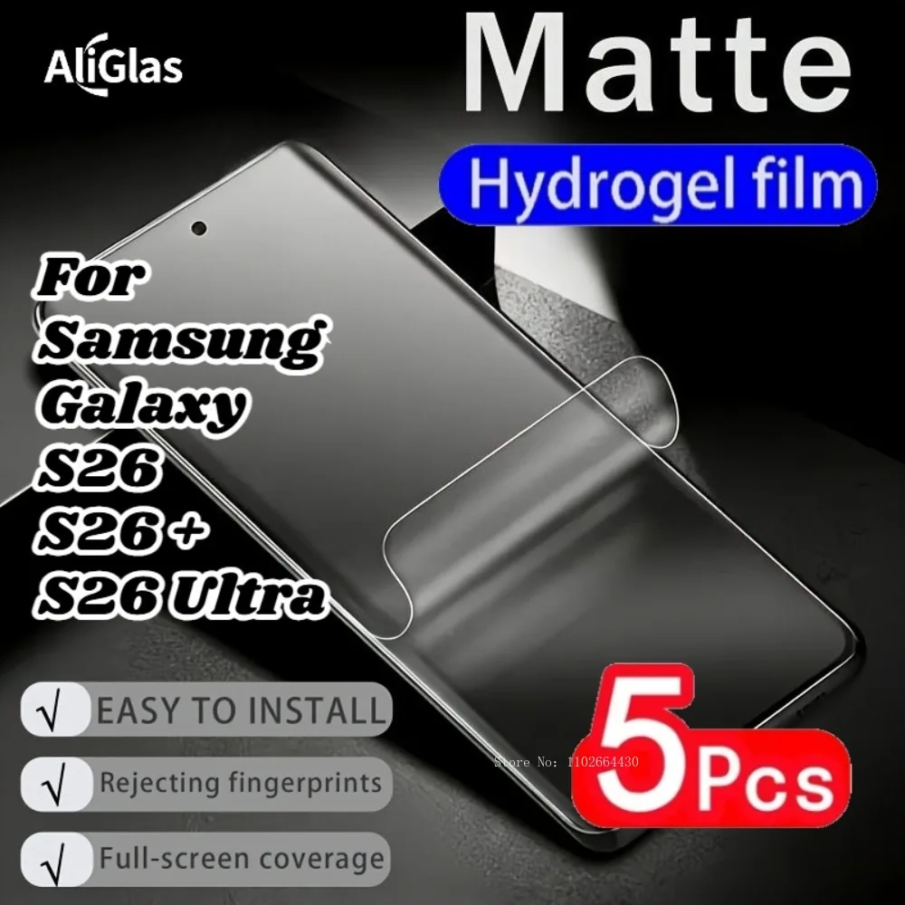 5 Stück matte Hydrogel-Folie für Samsung S26+ S26 Ultra Displayschutzfolie für Samsung Galaxy S26 Serie, fingerabdruckresistente Folie