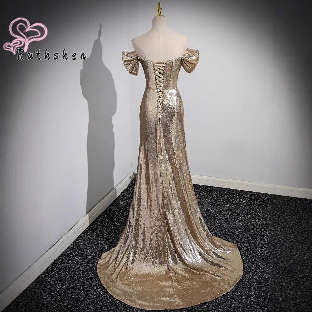 Vestidos de noite luxo 2025 elegante ouro lantejoulas feminino vestidos formais vestidos de fiesta personalizado Плаusingе На Выпускной personalizado