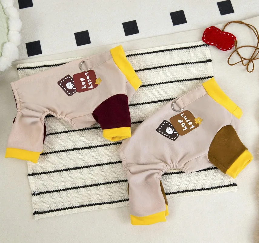 

Teddy Four Leg Pants Pet Dog Summer Homewear Yorkshire Soft Onesie Clothes Puppy Letter Print Pullover XS-XL