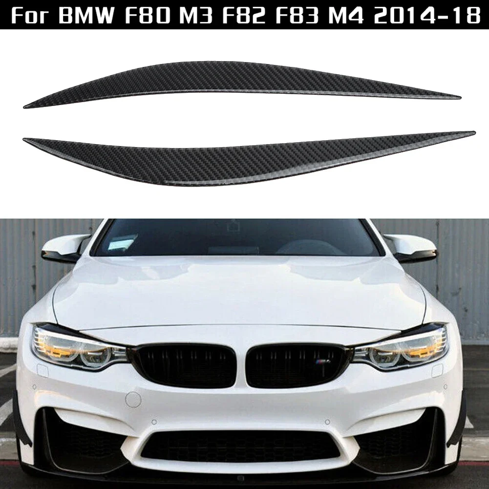 

Useful Headlight Eye Lid Cover Accessories Carbon Fiber Black Glossy UV Coating Left Replacement Right Eyebrow