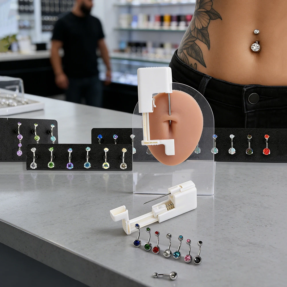 6Pcs/Sets Belly Button Piercing Kit Gun,Professional Body Piercing Kit,Belly Button Piercing Gun Navel Piercing Kit