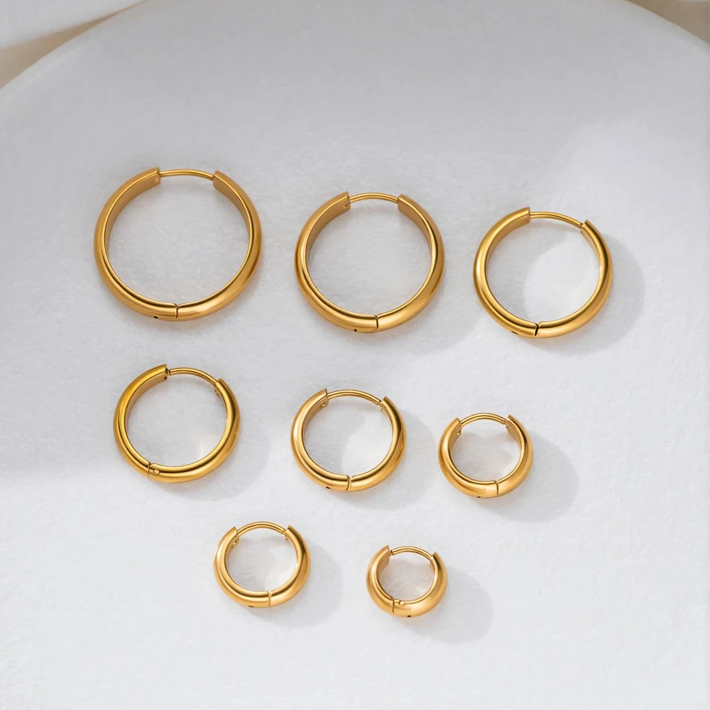 2 Paare/Lot Edelstahl Gold Einfache Kreisförmige Geometrische Creolen-Basis für Damen Schmuckherstellung Zubehör – Detail 4