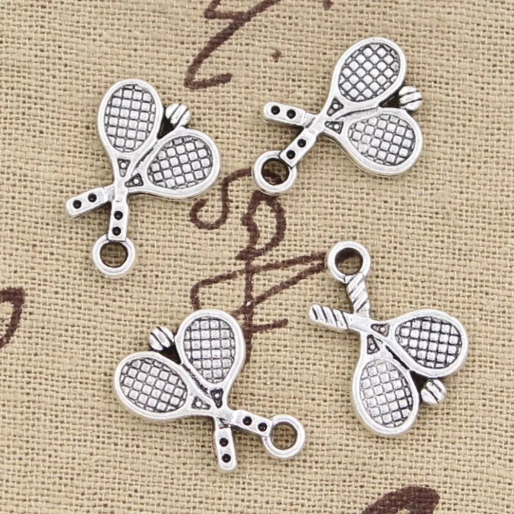 12pcs Charms Tennis Racket 18x14mm Antique Making Pendant fit,Vintage Tibetan Bronze Silver color,DIY Handmade Jewelry