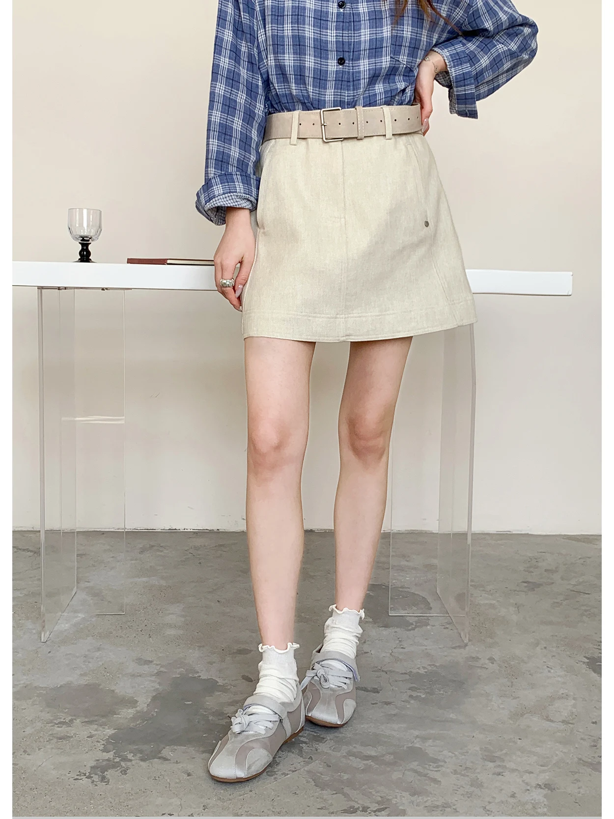 

Новая весенняя хлопковая юбка А-силуэта в корейском стиле для женщин, с высокой талией, свободного кроя, для повседневной носки