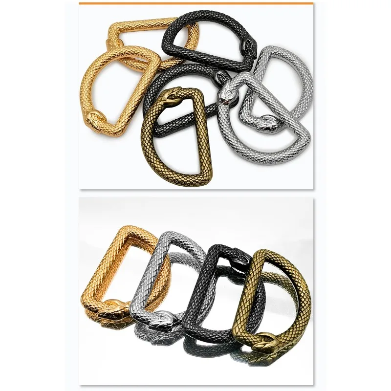 Alloy Snake D Rings Buckle For Webbing Backpacks Straps Cat Dog Collar Chain Buckles Accessorie