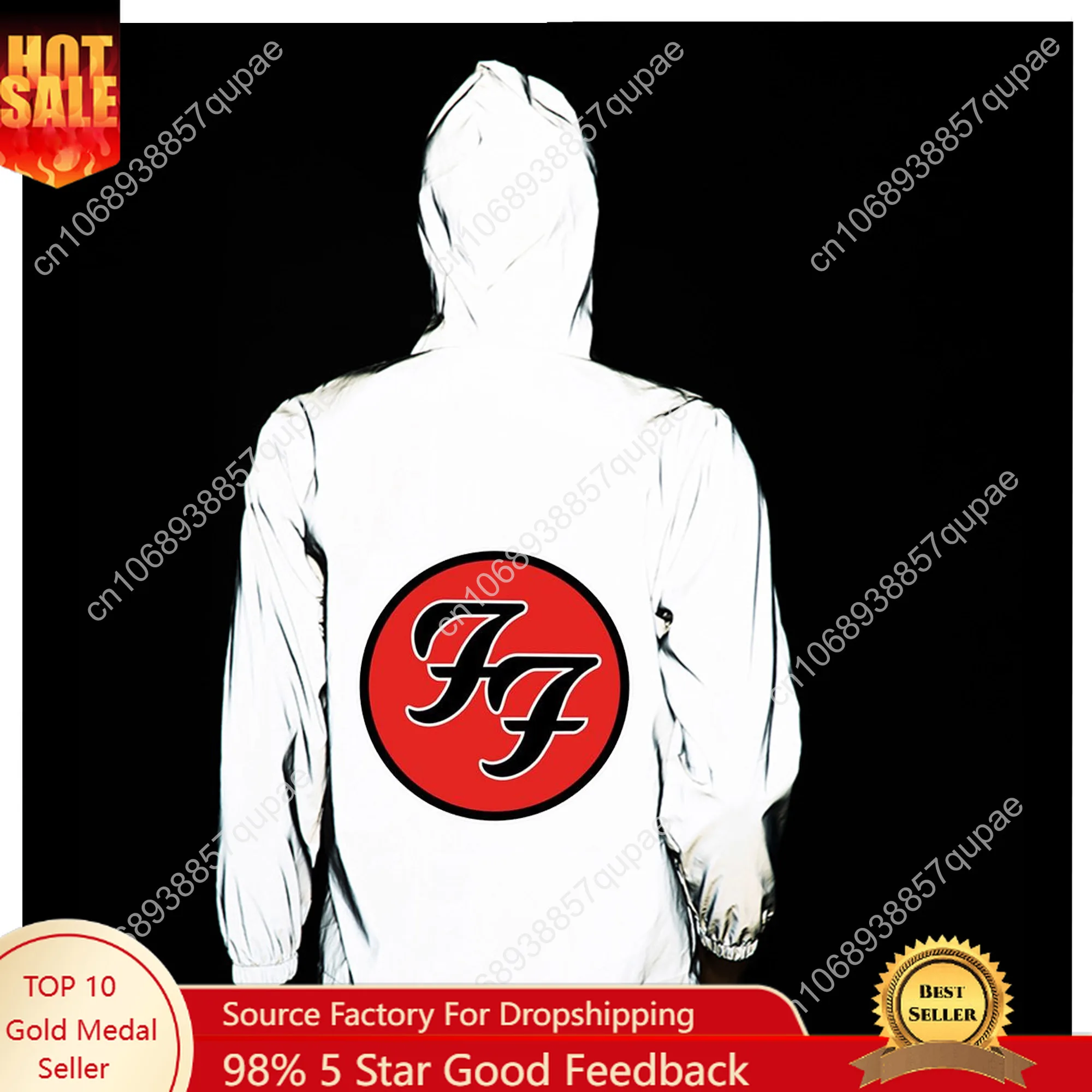 Foo Fighters Reflective Jacket Pop Rock Band Men Women Coat Hooded Windbreaker Runing Pocket Jackets Cycling Customized Hoodie