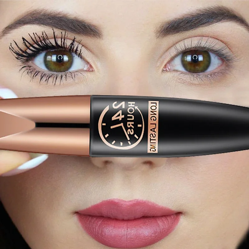 Waterproof Anti-sweat Mascara Lengthens Eyelashes Extension Black Silk Fiber Mascara Female Non-smudge Mascara Makeup Cosmetic