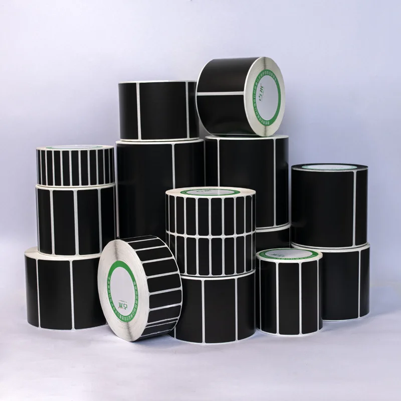 1Roll Coated Paper Sticker Adhesive Paper Black Tag Waterproof Package Label Blank Price Print Supplies Stationery Sticker