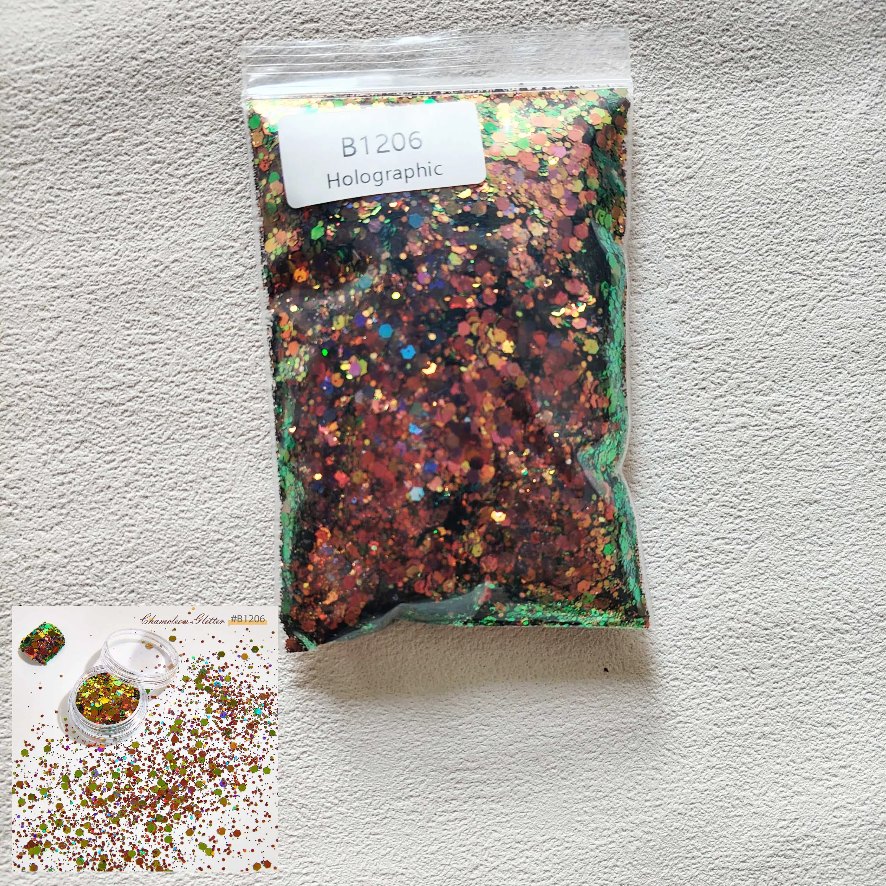 50g Bulk Holographic ผสมหกเหลี่ยมรูปร่าง Chunky เล็บ Glitter Silver Sequins เลเซอร์ Flakes สําหรับ DIY Party ตกแต่ง