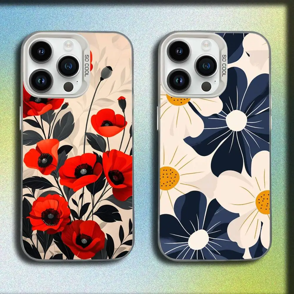 

Flower Patterns For iPhone 17,16,15,14,13,12,11,Pro,Max,Plus,E,SE4,Air,Mini White Phone Case IMD Box