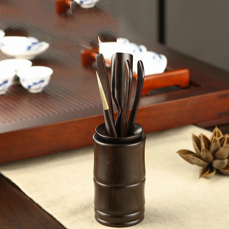 

Kamjove Chinese Cha Dao Set 6 Pieces Ebony Tea Kung Fu Accessories Ceremony Utensils Six Gentleman