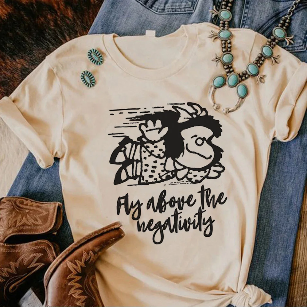 Mafalda t-shirt girl Graphic anime Colorful korean clothes University women tshirt anime Grunge University Digital graphic