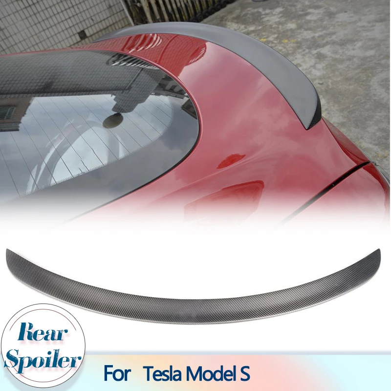 Gloss / Matte Carbon Fiber Rear Trunk Spoiler Wing for Tesla Model S Sedan 4 Door 2012-2019 Rear Trunk Boot Lid Wing Spoiler FRP