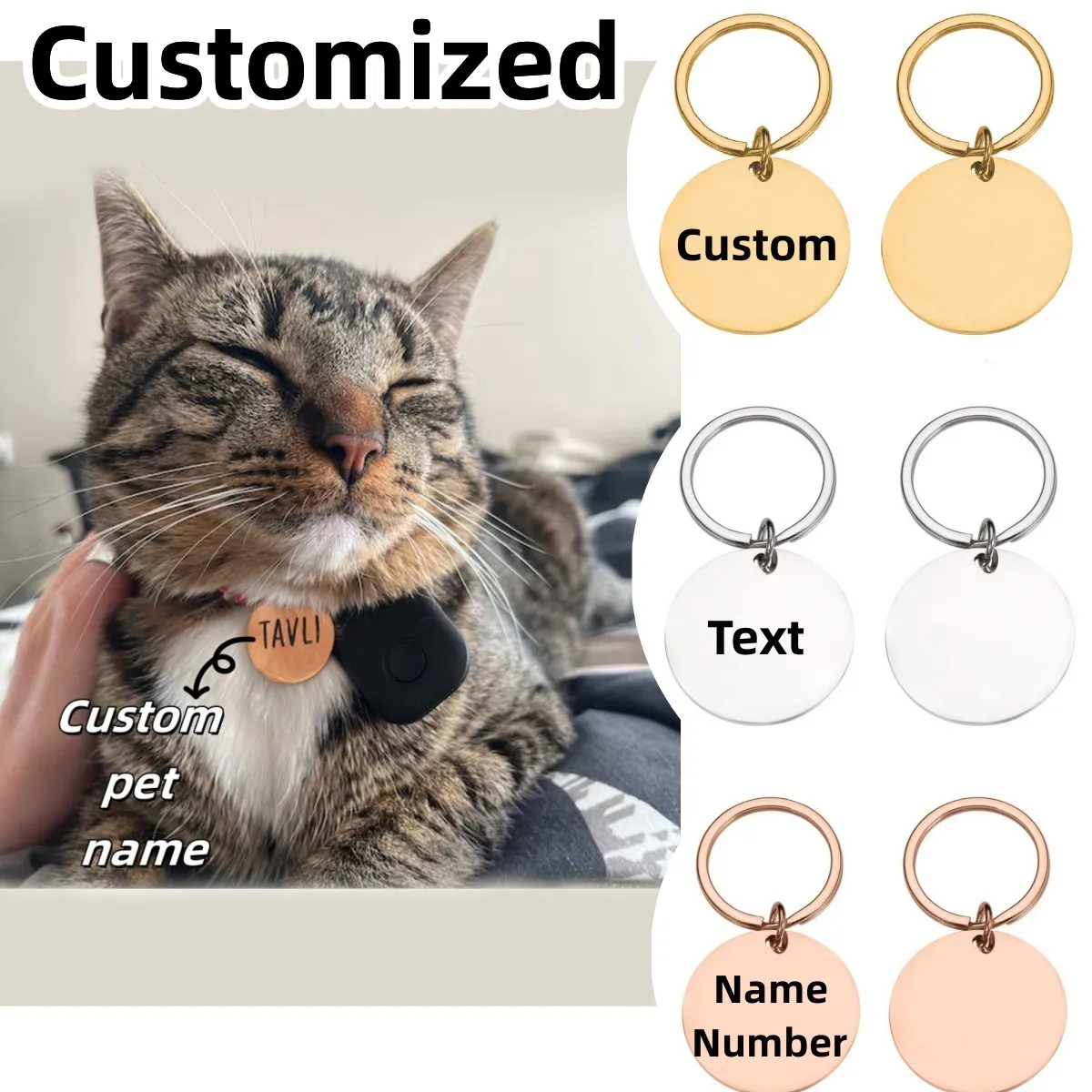 

Engraved Pet Id Tag Custom Name Anti-Lost Record Tel Address Dog Cat Personalized Creative Print Medal Pendant Pet Accessory
