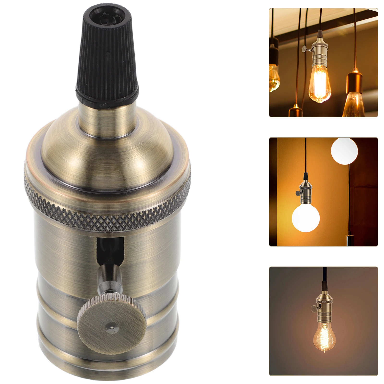 

Vintage Metal Lamp Holder Pendant E27 Screw Base Durable Light Socket Replacement Industrial Decorative Bulb Base Fixture Socket