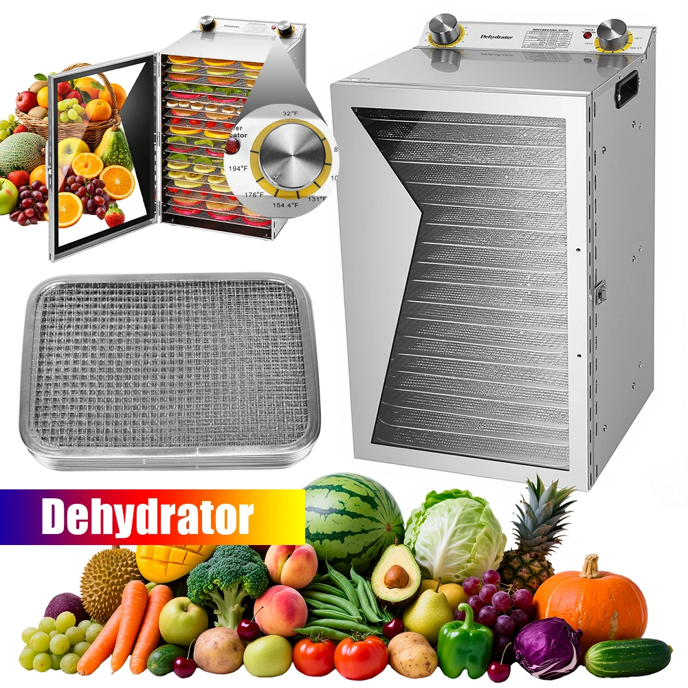 18-Schichten Professioneller Digitaler Lebensmittel-Dehydrator mit Temperaturregelung, Lufttrockner für Gemüse und Fleisch, Intelligenter Kommerzieller Nahrungsmittel-Dehydrator