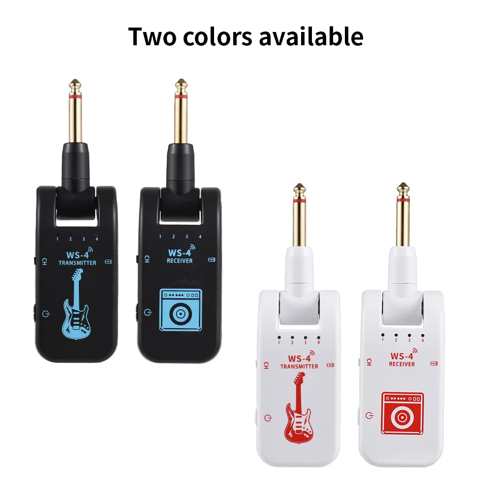 2.4G Wireless Guitar Transmitter Receiver Guitar System 48K/16bit Real-time Transmission 282 Degree Rotatable Plug for Guitars